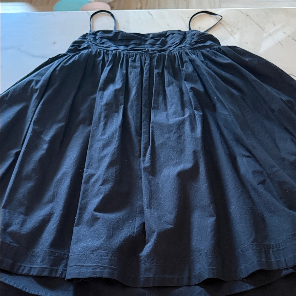 Aritzia Black Gathered Mini Dress with Adjustable Spaghetti Straps